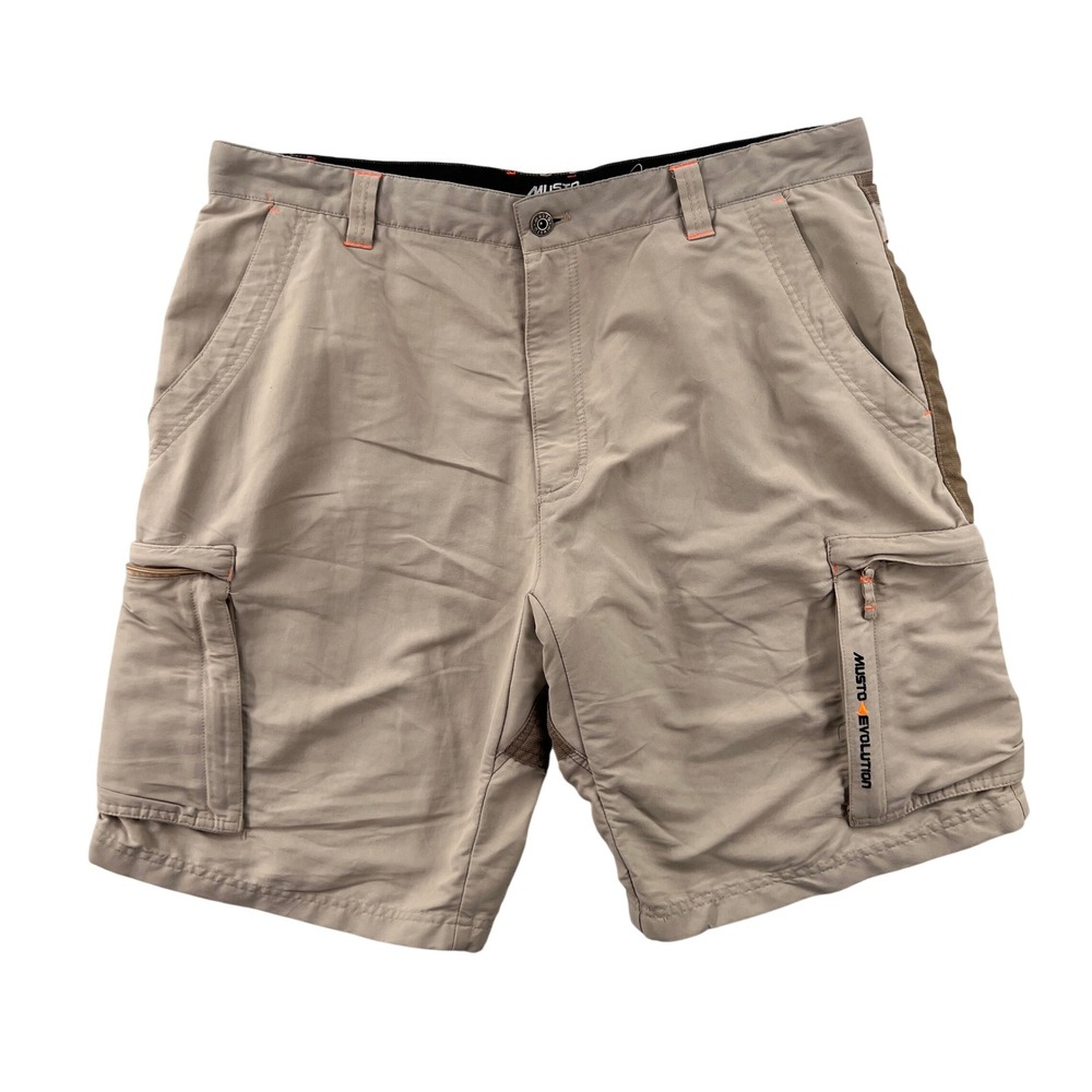 Musto Evolution Mens 38 Tan Nylon Spandex Performance Race Sailing Cargo Shorts